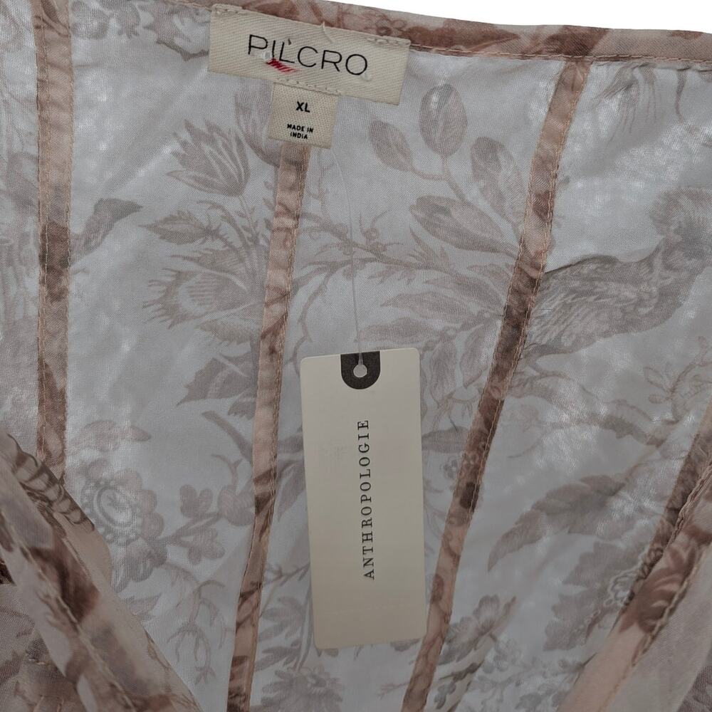 Pilcro Anthropologie Sheer Corset Tank Top XL Floral Bird Toile NWT $78 - Picture 5 of 7